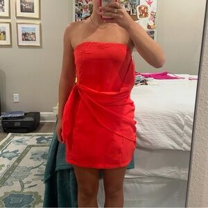 Superdown Vibrant Red Strapless Dress